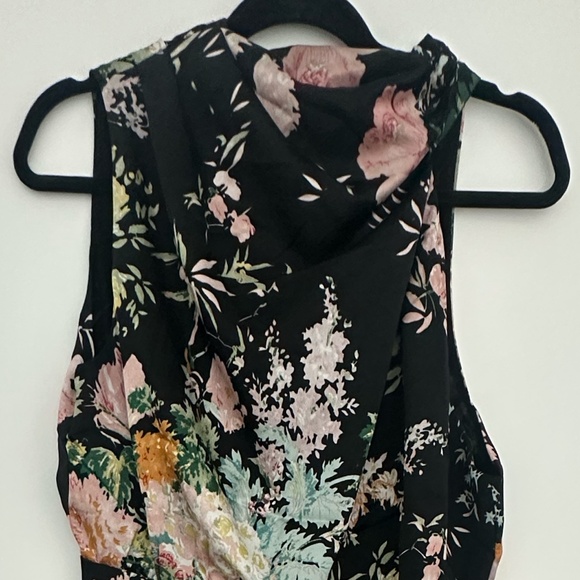 Petal & Pup Floral Mock Neck Satin Cocktail Dress - Picture 2 of 3